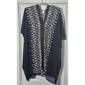 Miraclesuit Caftan Swim Cover-up Black/White/Gold Size Small NEW